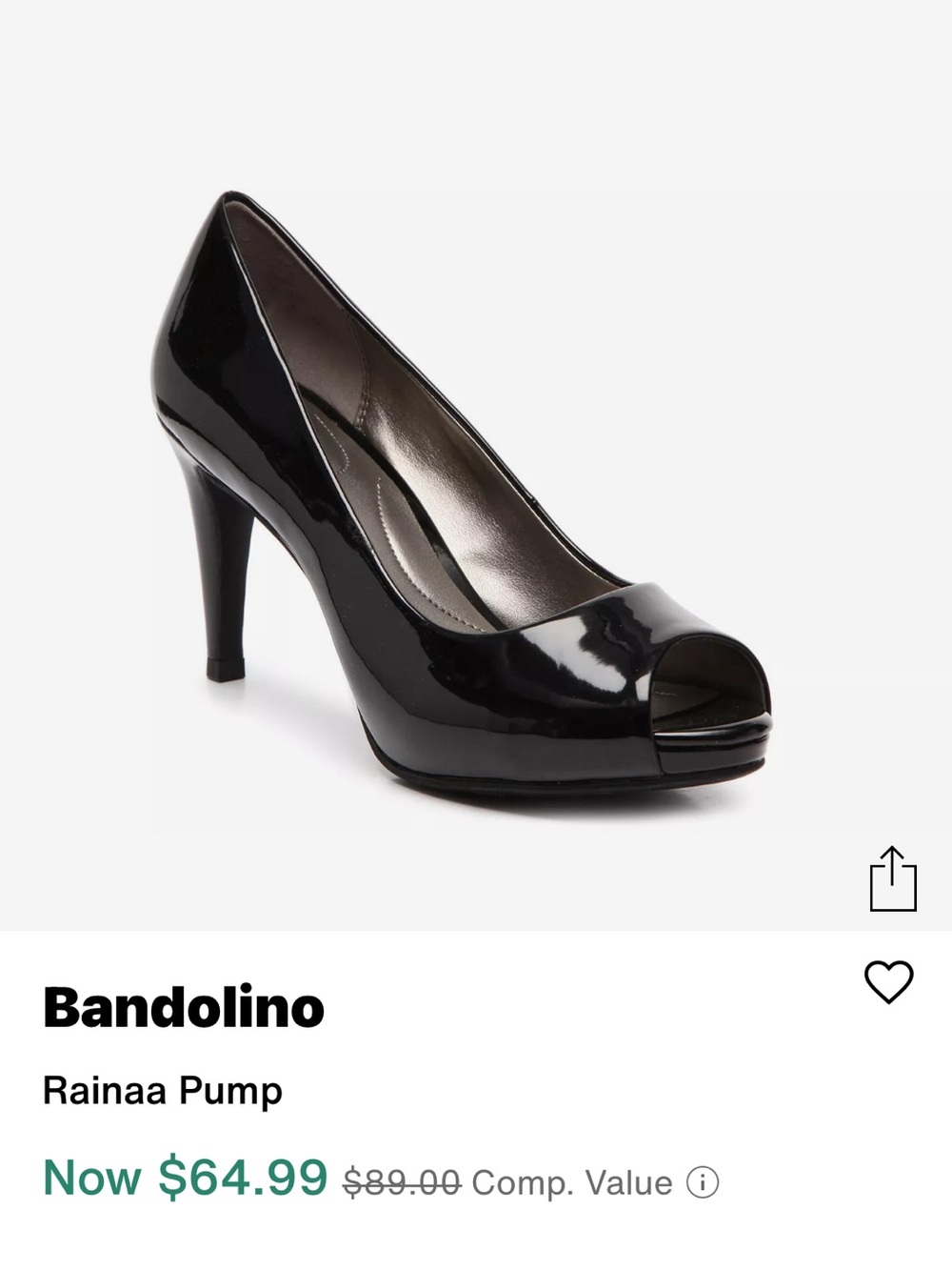 Bandolino Rainaa Black Patent Peep-Toe Pumps